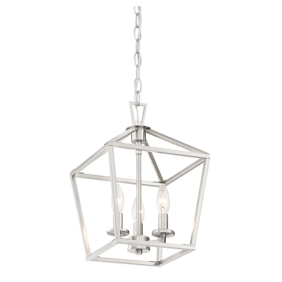 3 Light 15" Pendant, Satin Nickel