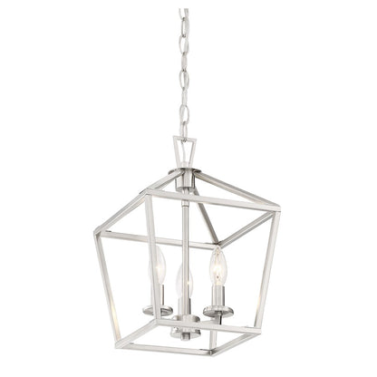 3 Light 15" Pendant, Satin Nickel