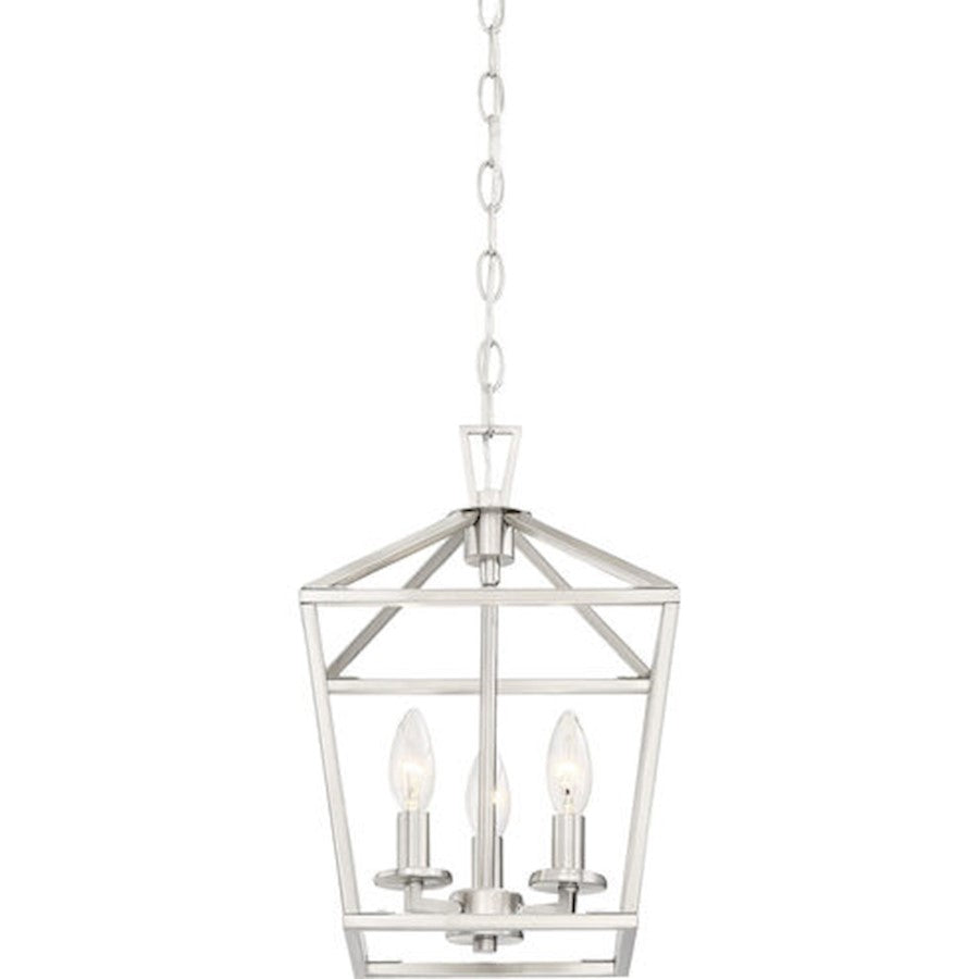 3 Light 15" Pendant, Satin Nickel