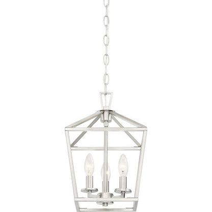 3 Light 15" Pendant, Satin Nickel