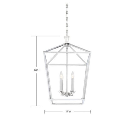 4 Light 26" Pendant, Polished Nickel