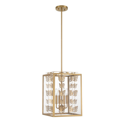 Savoy House Birch 4 Light Pendant, Warm Brass/Clear - 3-4197-4-322