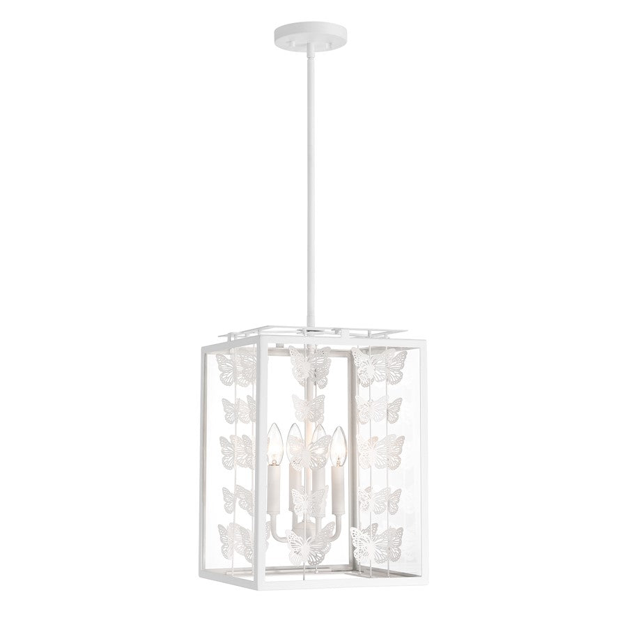 4 Light Pendant, Bisque White/Clear