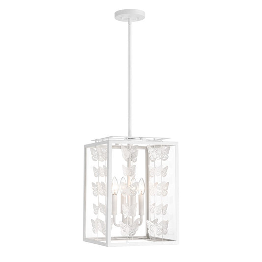 4 Light Pendant, Bisque White/Clear