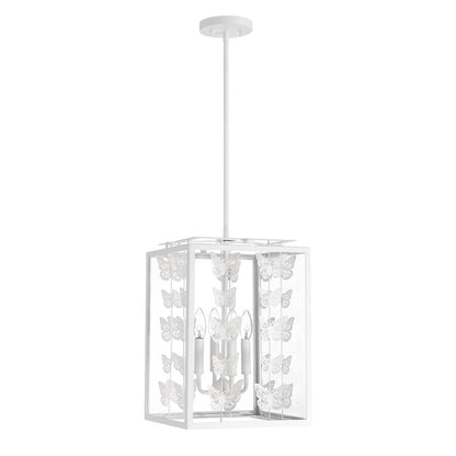 4 Light Pendant, Bisque White/Clear
