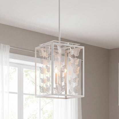 4 Light Pendant, Bisque White/Clear