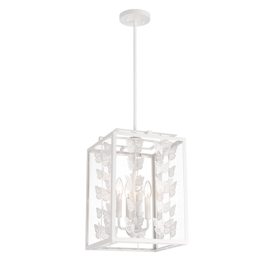 4 Light Pendant, Bisque White/Clear