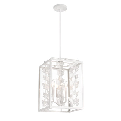4 Light Pendant, Bisque White/Clear