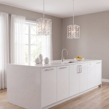 4 Light Pendant, Bisque White/Clear