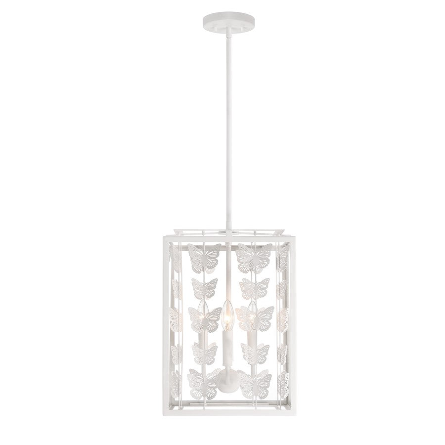 4 Light Pendant, Bisque White/Clear