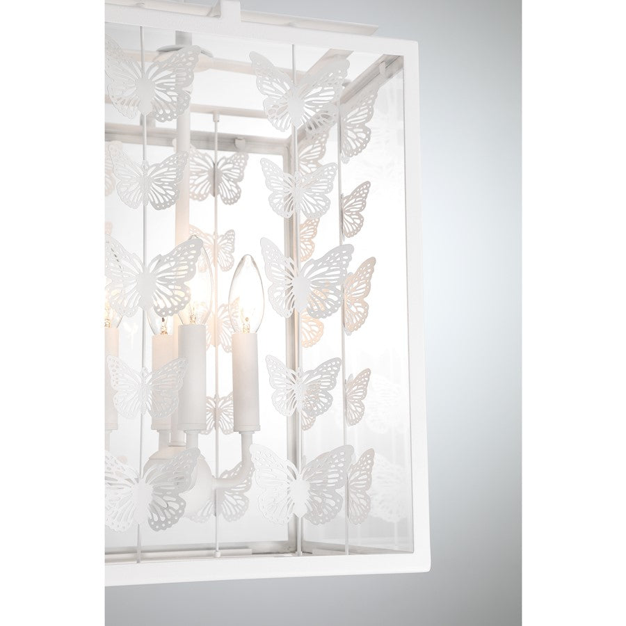 4 Light Pendant, Bisque White/Clear