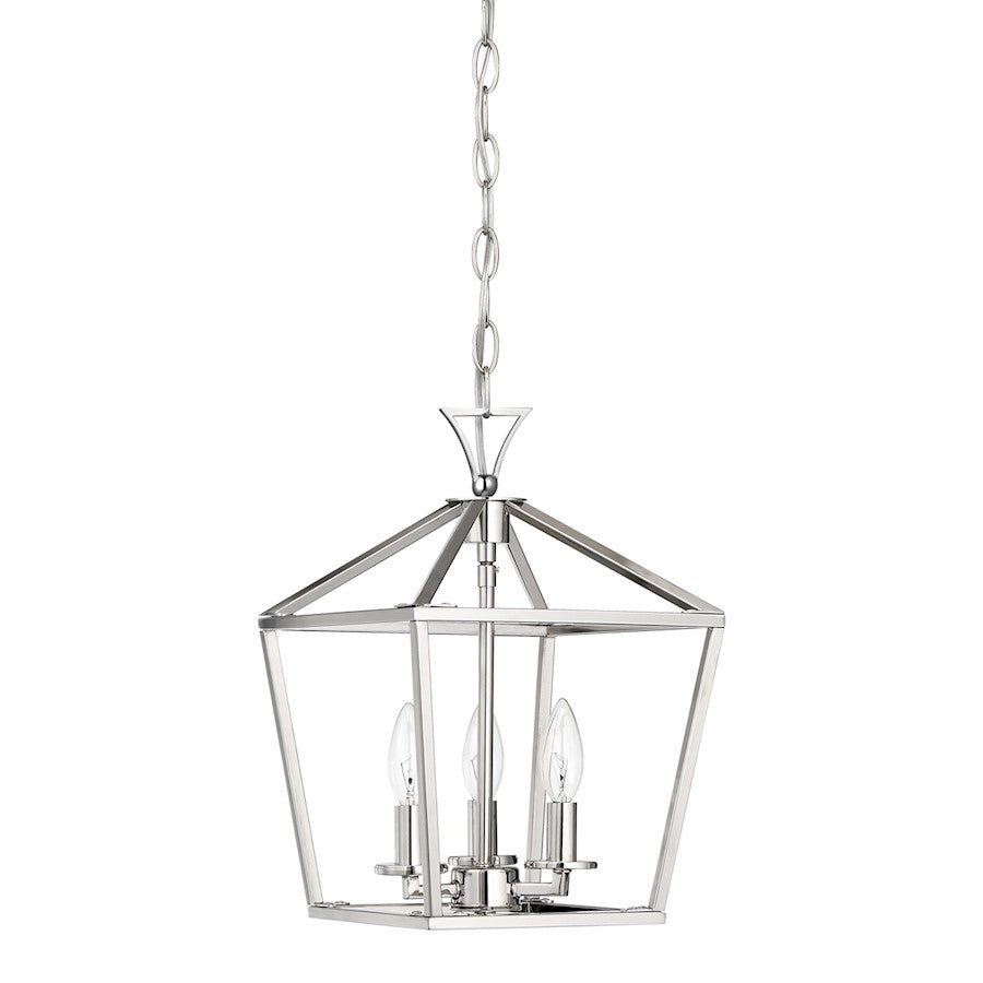 3 Light Pendant, Polished Nickel