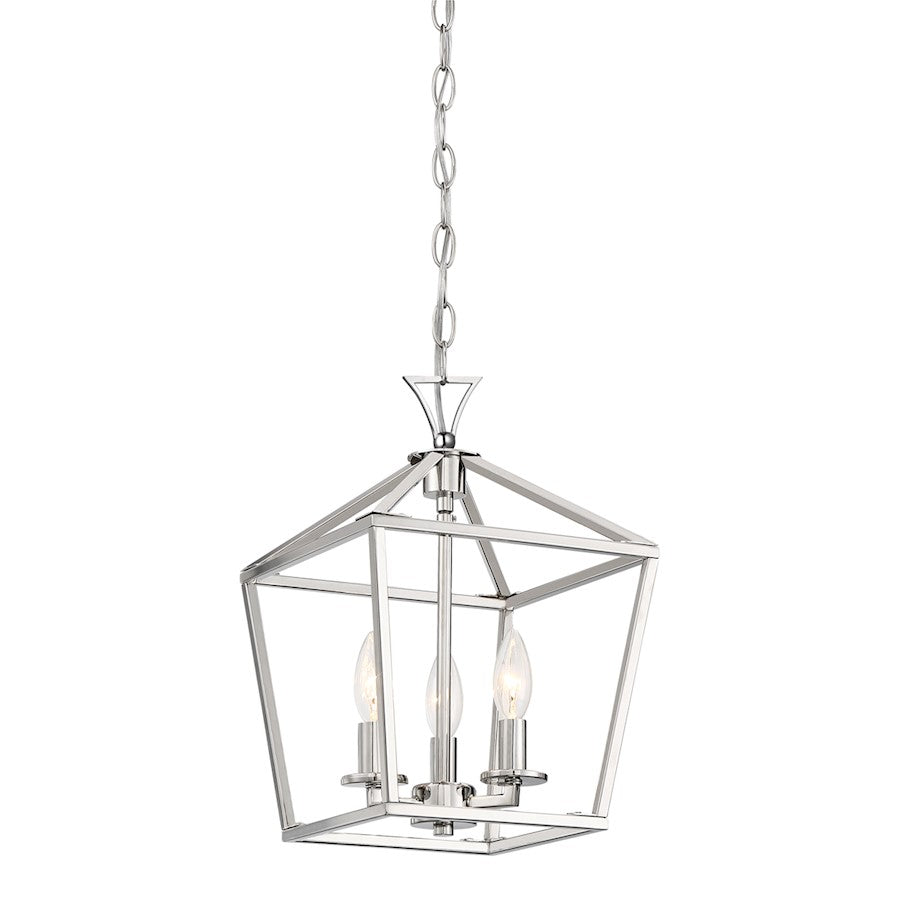 3 Light Pendant, Polished Nickel