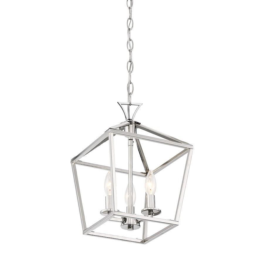 3 Light Pendant, Polished Nickel