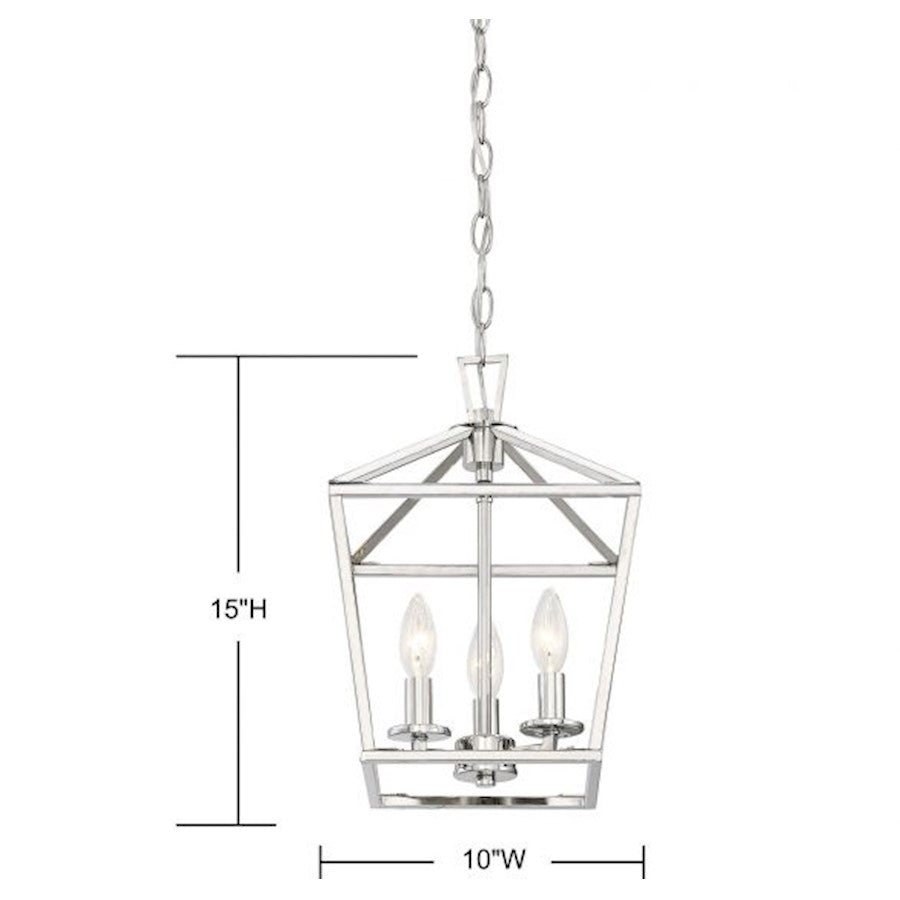 3 Light Pendant, Polished Nickel