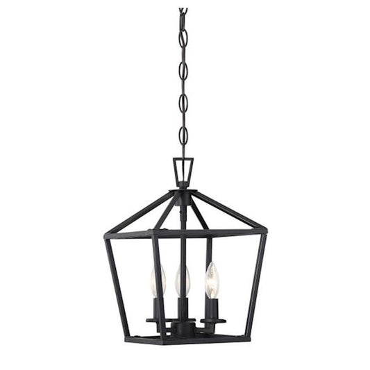 3 Light 15" Pendant, Matte Black