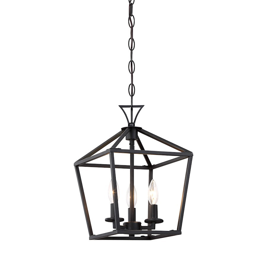 3 Light 15" Pendant, Matte Black