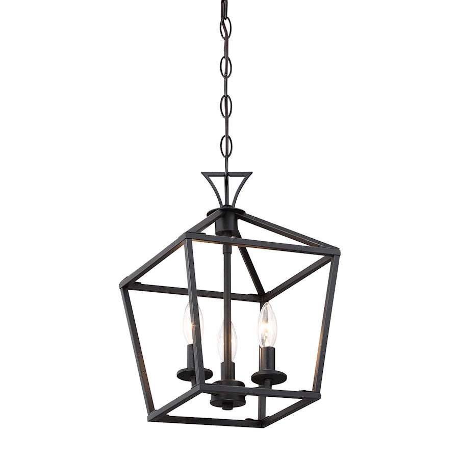 3 Light 15" Pendant, Matte Black