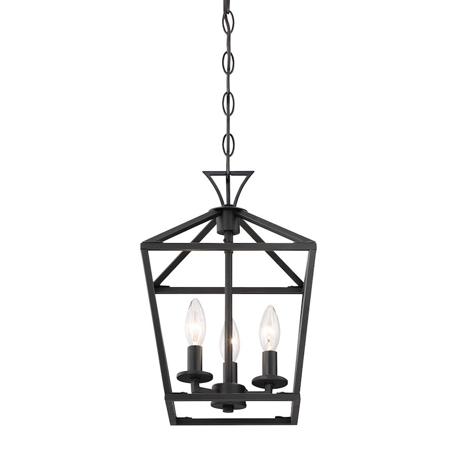 3 Light 15" Pendant, Matte Black