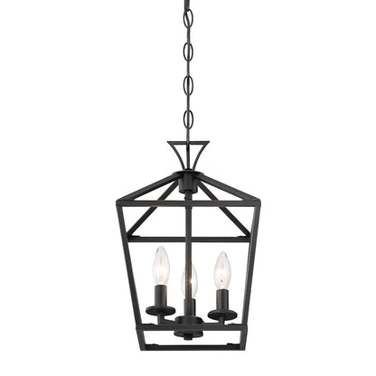 3 Light 15" Pendant, Matte Black