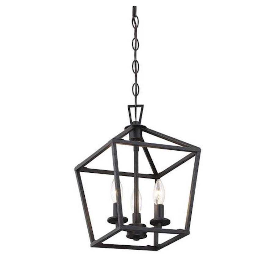 3 Light 15" Pendant, Matte Black