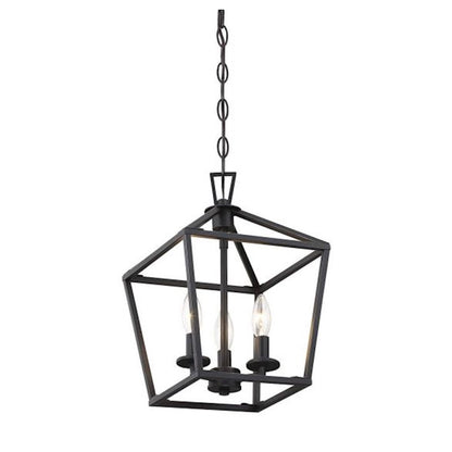 3 Light 15" Pendant, Matte Black