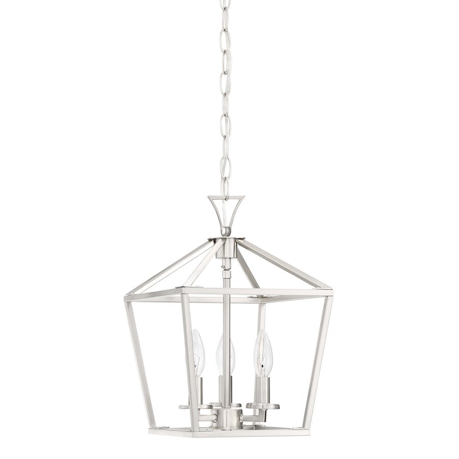 3 Light 15" Pendant, Satin Nickel