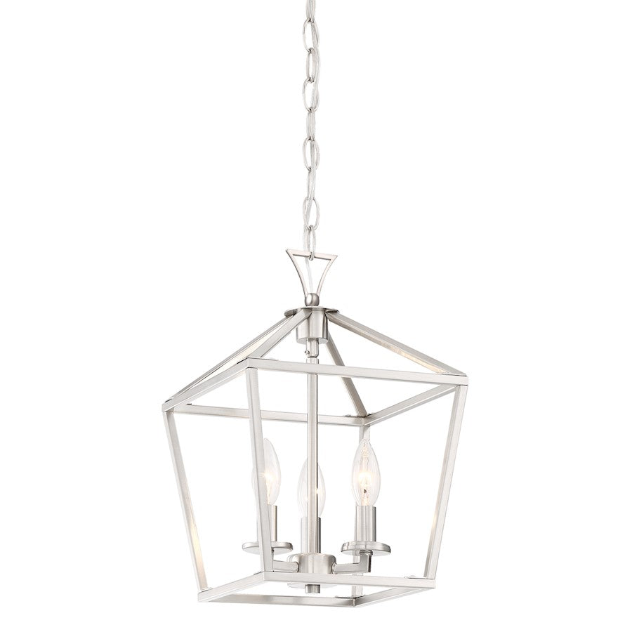 3 Light 15" Pendant, Satin Nickel