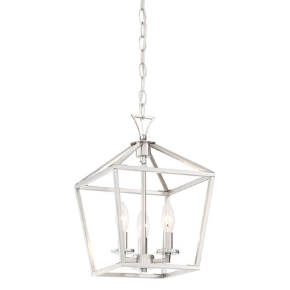 3 Light 15" Pendant, Satin Nickel