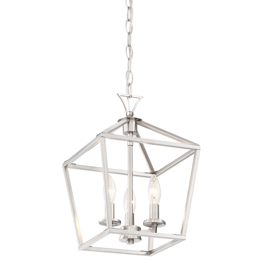 3 Light 15" Pendant, Satin Nickel