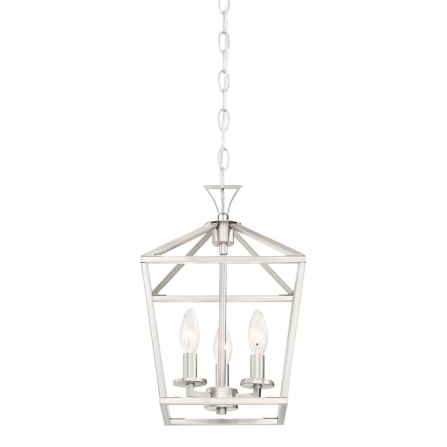 3 Light 15" Pendant, Satin Nickel