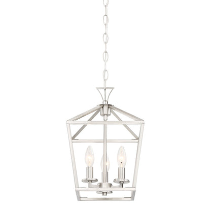 3 Light 15" Pendant, Satin Nickel