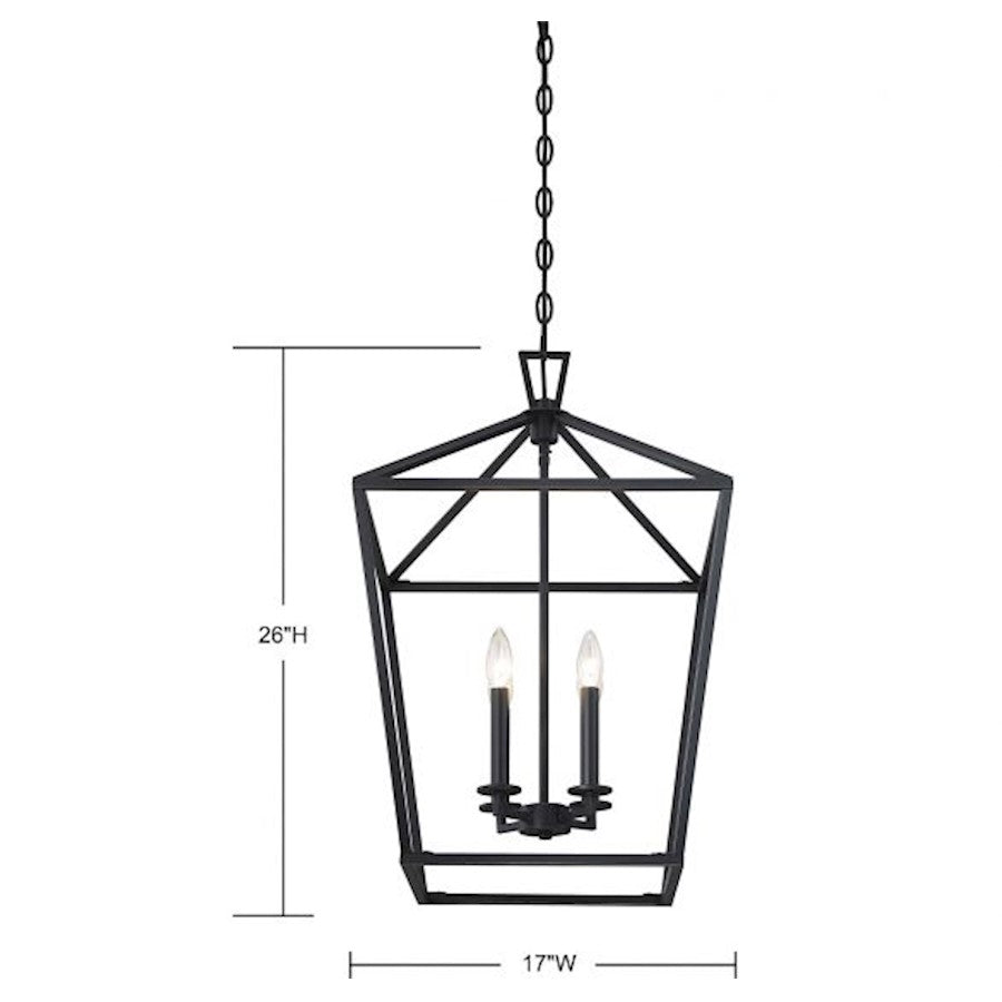 4 Light Pendant, Matte Black