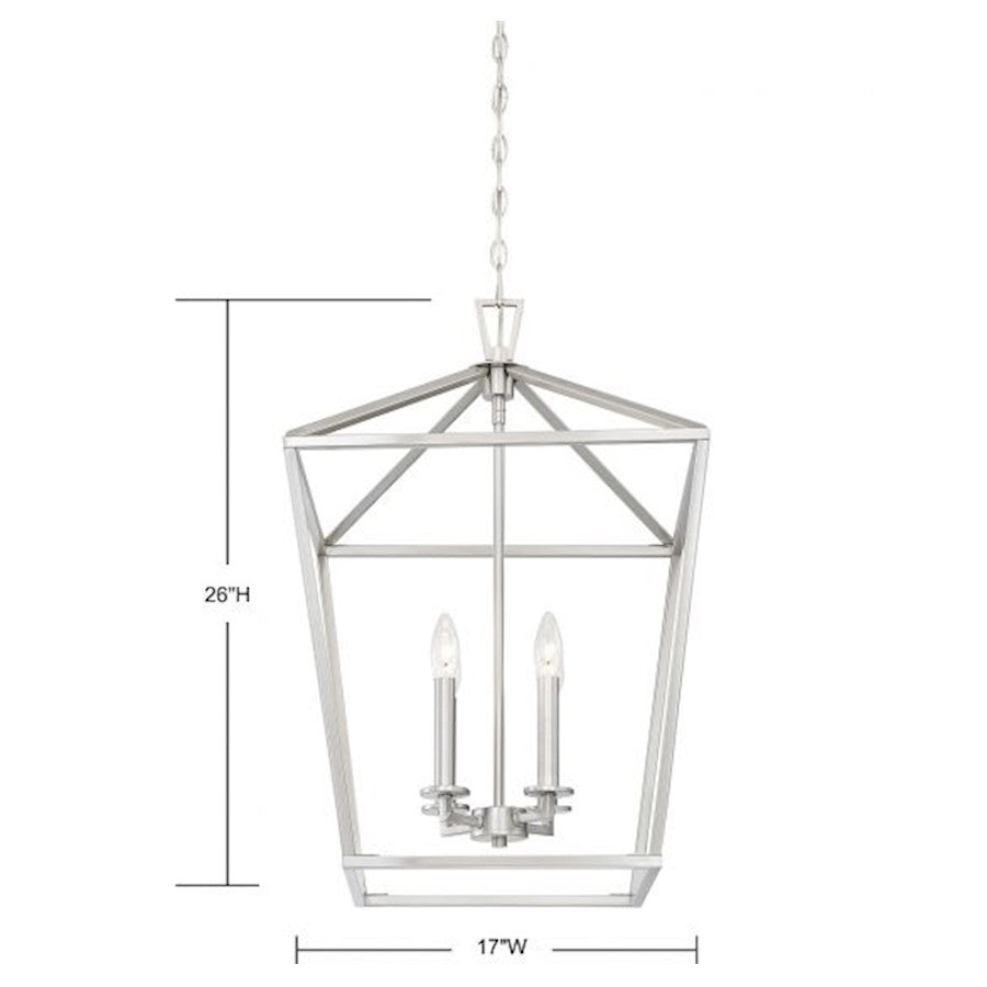 4 Light Pendant, Satin Nickel