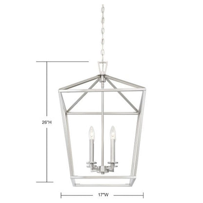 4 Light Pendant, Satin Nickel