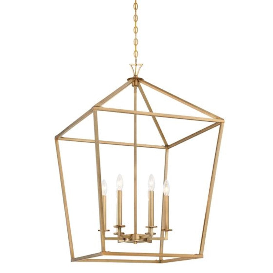 6 Light Pendant, Warm Brass