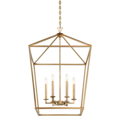 6 Light Pendant, Warm Brass