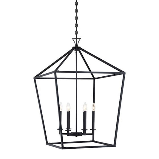 6 Light Pendant, Matte Black