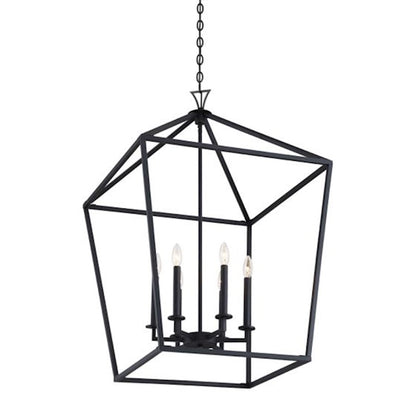 6 Light Pendant, Matte Black