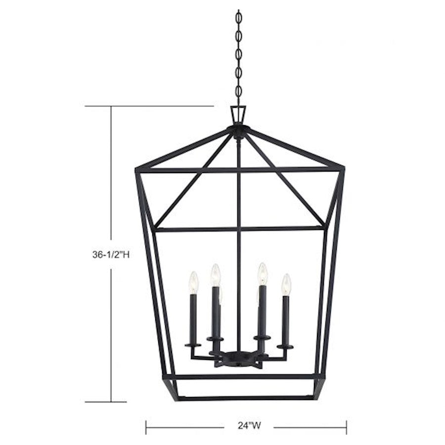 6 Light Pendant, Matte Black