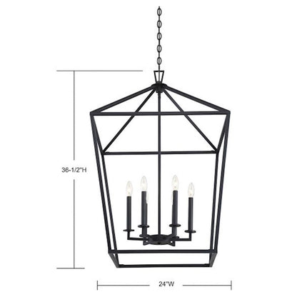 6 Light Pendant, Matte Black