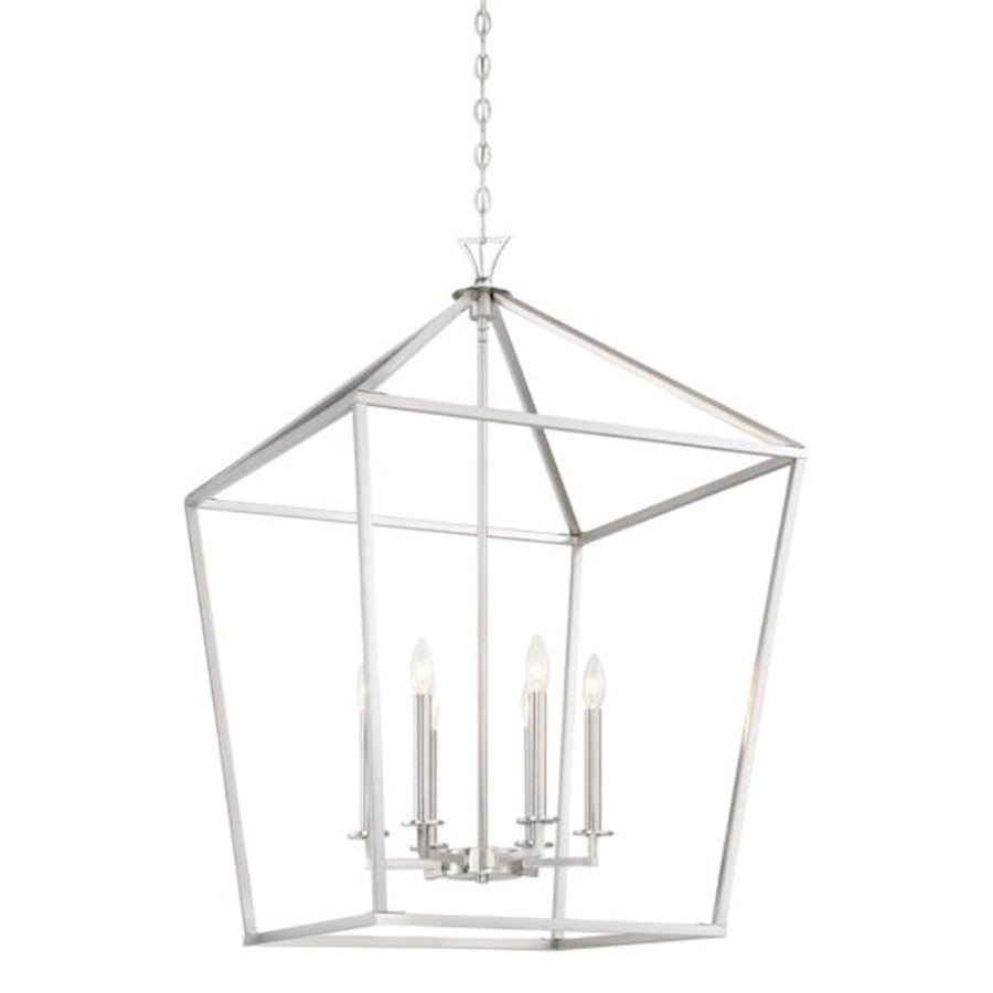 6 Light Pendant, Satin Nickel