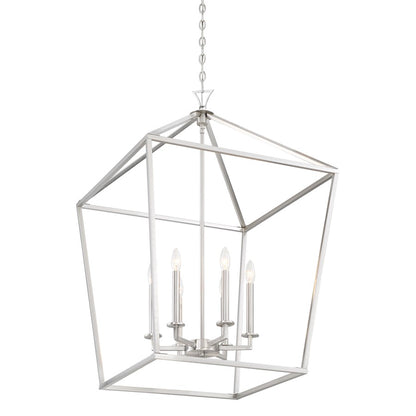 6 Light Pendant, Satin Nickel