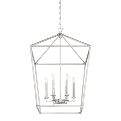 6 Light Pendant, Satin Nickel