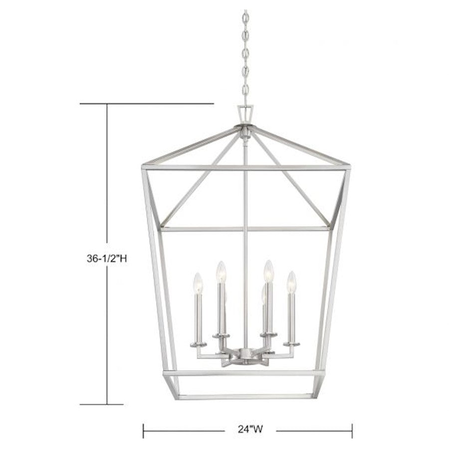 6 Light Pendant, Satin Nickel