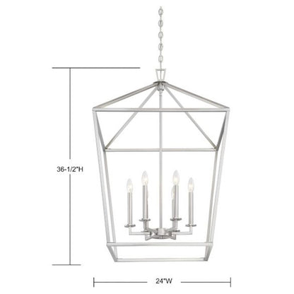 6 Light Pendant, Satin Nickel