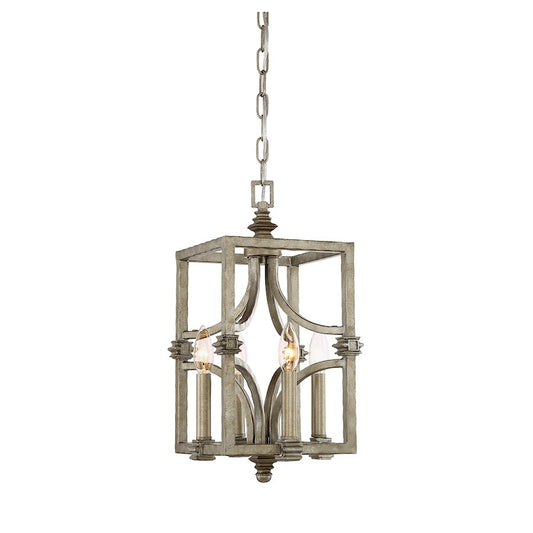 4 Light Pendant, Aged Steel