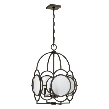 Savoy House Damen 17in 4-Light Pendant | Transitional Mediterranean Bronze Metal and Frosted Seeded Glass | Dining Room & Foyer | 17 | Model 3-4699-4-15