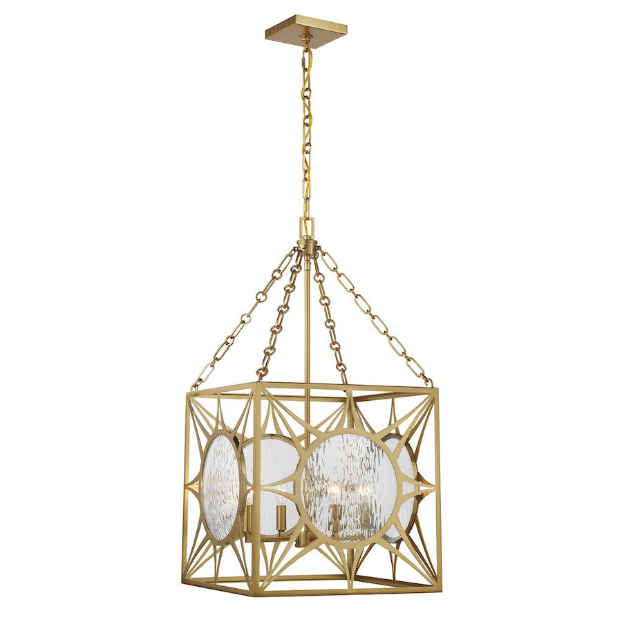 Savoy House Balfour 4 Light Pendant, Warm Brass/Clear Water - 3-5063-4-322