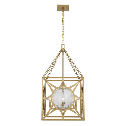 Savoy House Balfour 4 Light Pendant, Warm Brass/Clear Water